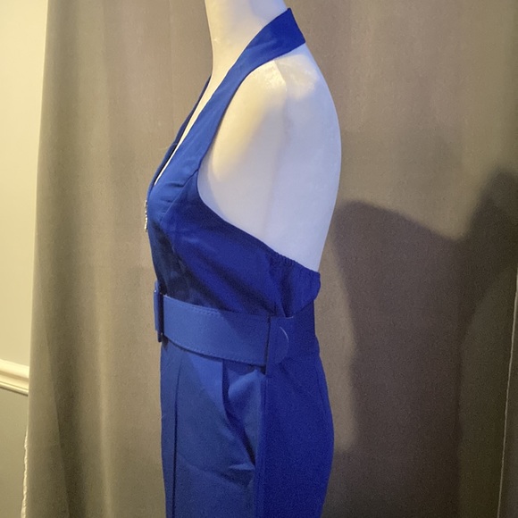 NWT WOMEN SZ L EMMIOL ROYAL BLUE BELTED SLEEVELESS JUMPSUIT - Picture 7 of 14